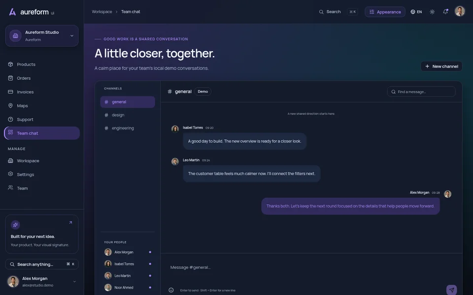 Vista previa de Chat del equipo